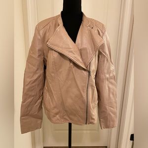 Ruff Hewn Faux Leather Pink Motorcycle Jacket Sz XL